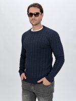 Guler rotund pulover tricot cu model torsade