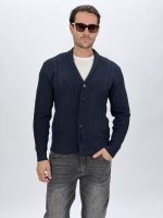 Pulover cardigan cu model torsade, vedere laterală