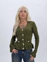 Cardigan cu butoni argintii, detaliu manșete