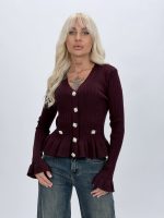 Cardigan kaki cu butoni argintii, croială versatilă