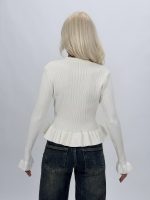 Pulover cardigan alb, model elegant