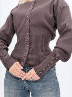 Pulover cardigan tricotat cu patent, ansamblu complet