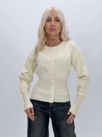 Pulover cardigan cu patent înalt și capse, vedere frontală