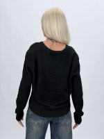 Pulover cardigan din tricot rigat cu nasturi aurii - imagine 18