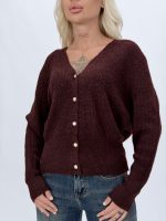 Cardigan tricotat culoare bleu, vedere spate