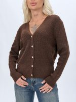 Pulover cardigan din tricot rigat cu nasturi aurii - imagine 14