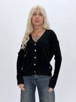 Pulover cardigan cu model torsade și butoni aurii - imagine 16