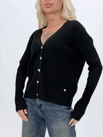 Pulover cardigan cu model torsade și butoni aurii - imagine 17