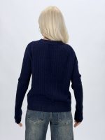 Pulover cardigan cu model torsade și butoni aurii - imagine 15