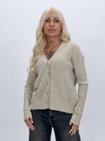 Cardigan cu model torsade și butoni aurii, vedere frontală