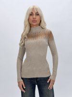 Pulover maletă negru cu lurex și ștrasuri