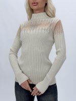 Pulover cu lurex, croială maletă, vedere laterală