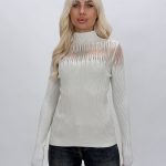 Pulover maletă cu lurex și ștrasuri, vedere frontală