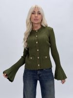 Pulover cardigan cu butoni aurii și mâneci clopot - imagine 10