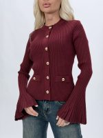 Pulover cardigan cu butoni aurii și mâneci clopot - imagine 8
