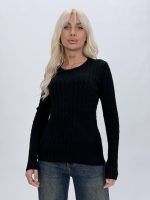 Pulover cu model torsade cu decolteu tip bărcuța - imagine 19