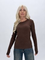Pulover torsade negru, styling casual