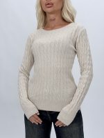 Pulover femei cu model torsade, vedere frontală