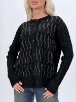 Pulover cardigan cu model torsade și ștrasuri - imagine 14