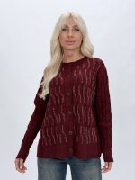 Pulover cardigan negru cu tricotaj texturat