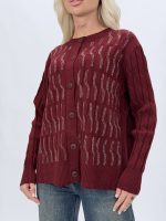 Cardigan culoare cafea model torsade lateral