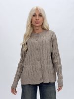Ștrasuri aplicate pe cardigan tricot femei