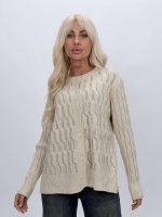 Pulover cardigan cu model torsade și ștrasuri CATO