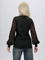 Pulover cardigan cu lurex și mâneci transparente - imagine 15