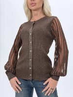Cardigan elegant cu lurex, styling frontal
