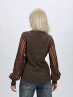 Pulover cardigan mâneci transparente, vedere generală
