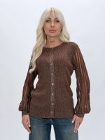 Detaliu croială cardigan cu lurex