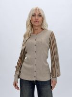 Detaliu lurex și finisaje cardigan transparent
