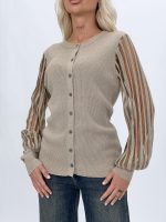 Cardigan cu mâneci transparente, vedere spate