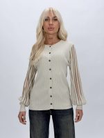 Pulover cardigan cu lurex și mâneci transparente, vedere frontală