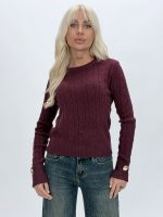 Pulover cu model torsade și butoni aurii - imagine 13