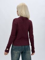 Pulover cu model torsade și butoni aurii - imagine 15