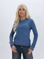 Pulover cu model torsade și butoni aurii - imagine 16