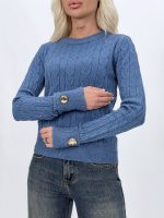 Pulover cu model torsade și butoni aurii - imagine 17