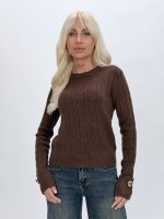 Pulover cu model torsade și butoni aurii - imagine 10