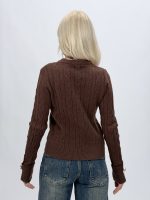 Pulover cu model torsade și butoni aurii - imagine 12