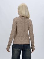Pulover cu model torsade și butoni aurii - imagine 9
