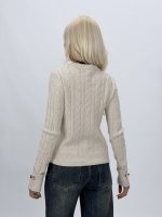 Pulover cu model torsade și butoni aurii - imagine 3