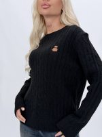 Pulover cu model torsade și urs brodat - imagine 18