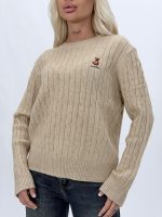 Pulover dama cu model torsade, purtare casual