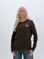 Pulover tricotat cu model torsade, vedere spate