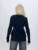 Pulover tricot cu torsade și brodat urs, vedere ansamblu