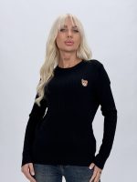 Pulover din tricot cu model torsade și urs brodat - imagine 13