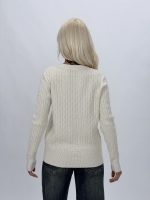 Pulover cardigan cu model torsade și nasturi negri - imagine 3