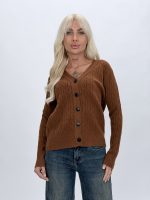 Pulover cardigan cu model torsade și nasturi negri - imagine 4