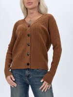 Pulover cardigan cu model torsade și nasturi negri - imagine 5